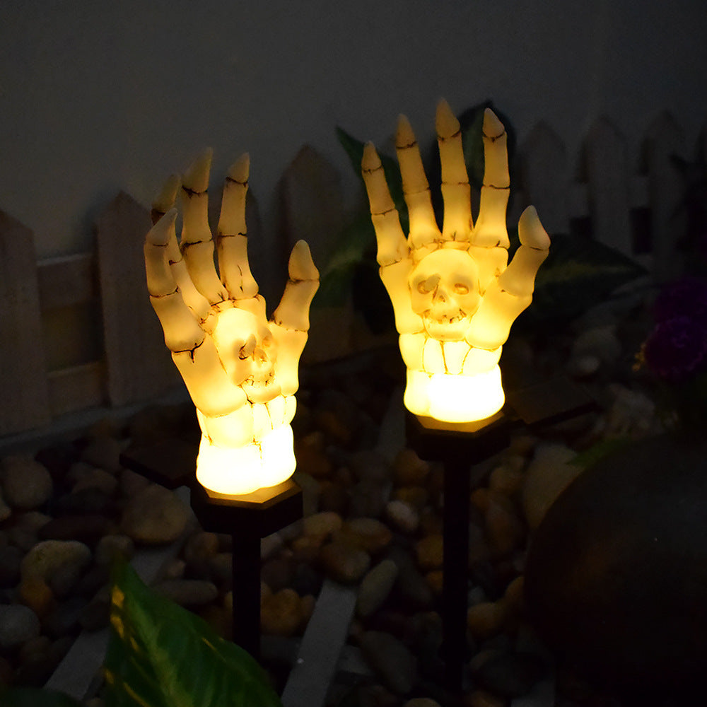 Halloween Waterproof Ghost Hand Light - Solar-Powered Outdoor Decoration for Courtyard or Garden, Spooky Halloween Decor for Nighttime Display.