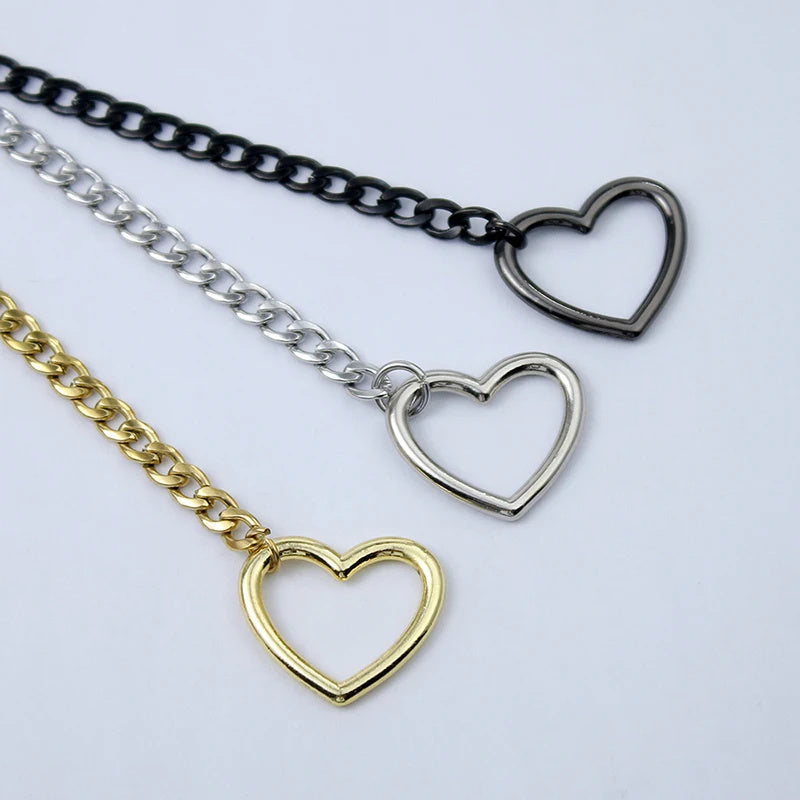 Adjustable heart-shaped lock necklace with key, rock style