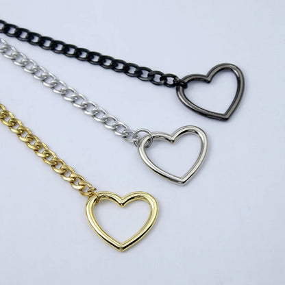 Adjustable heart-shaped lock necklace with key, rock style