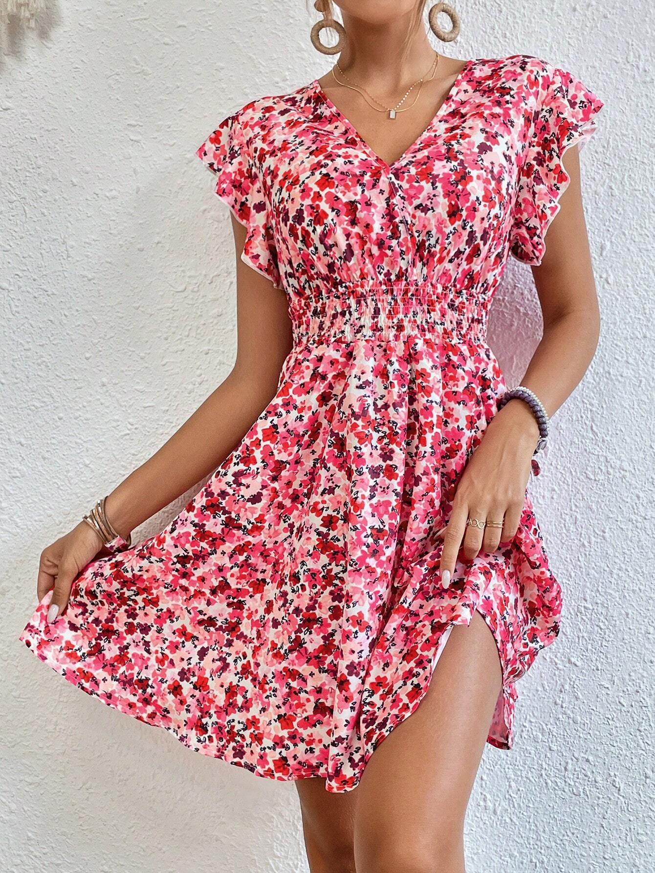 Women's Printed Flounced Dress touchydesign