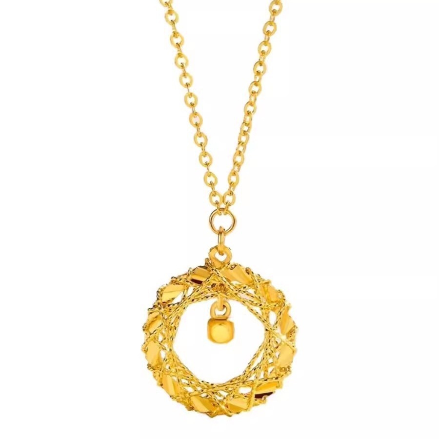 Fashion gold circle net design necklace for women