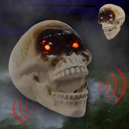 Animated floating skeleton decorations with realistic skull heads and scary sound for Halloween