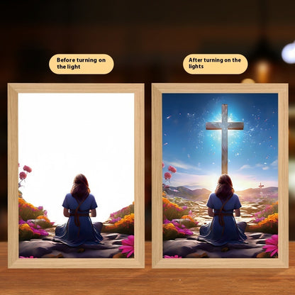 Jesus LED Light Painting Photo Frame | Night Light Room Decor | Moon Lamp Christmas Gifts