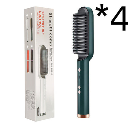 2-in-1 hair straightener and curling comb with negative ion technology. Dual-purpose electric hair brush for smooth, shiny hair and versatile styling."