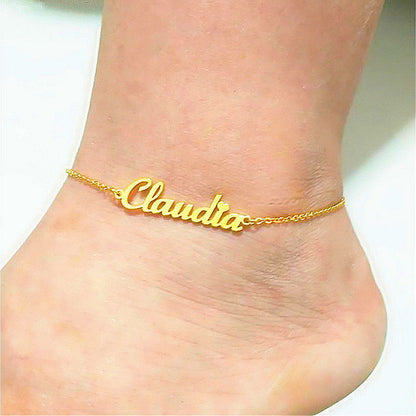 Summer Personalized Custom Name Anklets For Women Stainless Steel Cable Chain Gold Colour Sandy Beach Exquisite Jewelry Present touchydesign