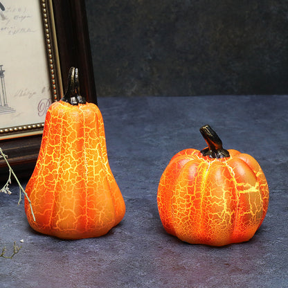 "2024 Halloween Pumpkin Lantern - Realistic Resin Pumpkin LED Candle Lamp - Luminous Halloween Decor for Spooky Atmosphere"