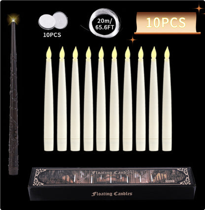 Set of 20 LED floating candles with realistic flickering lights and candle sticks, perfect for Halloween decor, weddings, or special events.