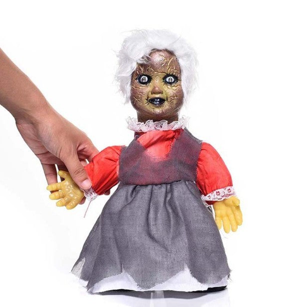 Walking Doll Halloween Decoration Toy with a spooky and horrifying design, ideal for creating a chilling atmosphere.