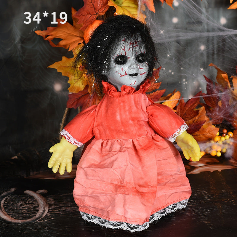 Walking Doll Halloween Decoration Toy with a spooky and horrifying design, ideal for creating a chilling atmosphere.