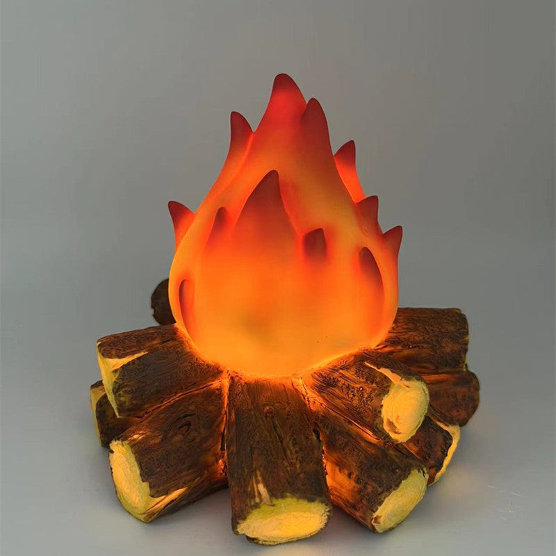 "LED Charcoal Flame Lamp with Realistic Flame Effect"