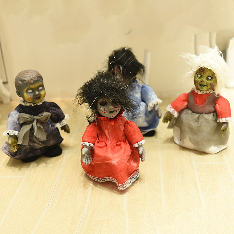 Walking Doll Halloween Decoration Toy with a spooky and horrifying design, ideal for creating a chilling atmosphere.