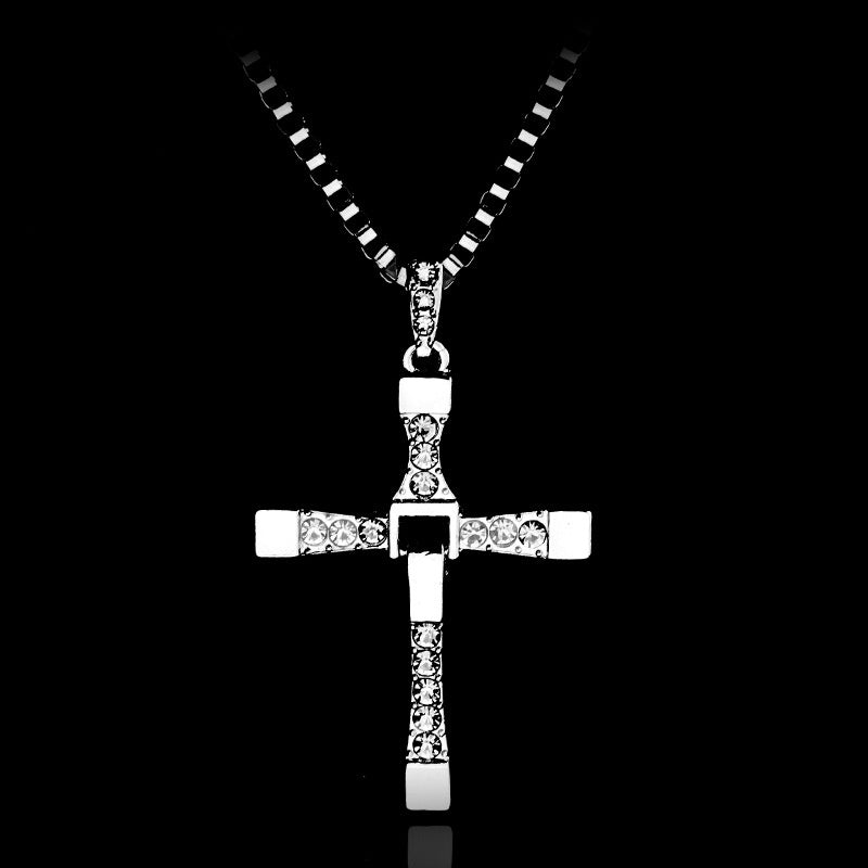 Fast And The Furious Dominic Toretto Vin New Movie Jewelry Classic Rhinestone Pendant Cross Necklaces High Quality Gift touchydesign