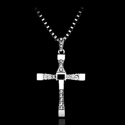 Fast And The Furious Dominic Toretto Vin New Movie Jewelry Classic Rhinestone Pendant Cross Necklaces High Quality Gift touchydesign