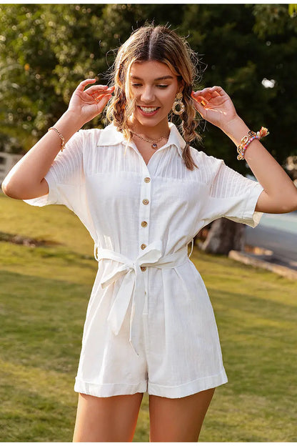 White top, jumpsuit 