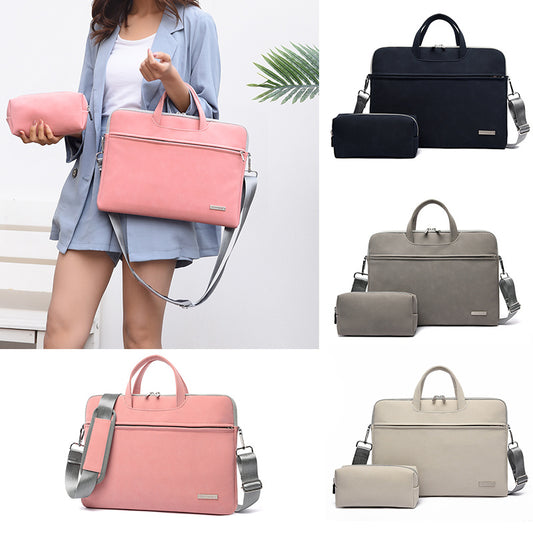 PU Leather Women Laptop Bag Notebook Carrying Case Briefcase For Macbook Air 13.3 14 15.6 Inch Men Handbags Shoulder Mouse Bag touchydesign