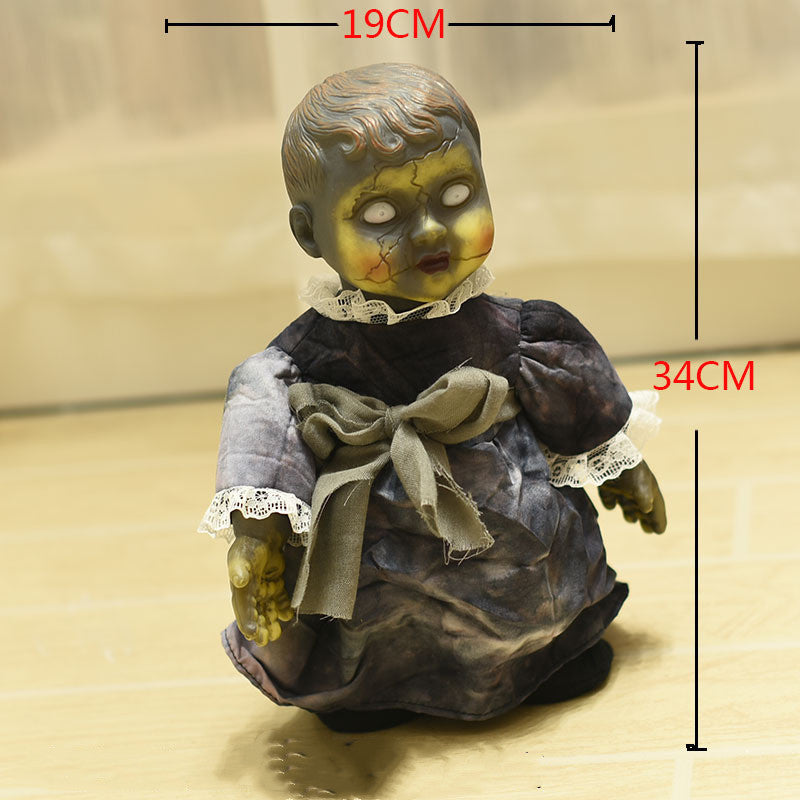 Walking Doll Halloween Decoration Toy with a spooky and horrifying design, ideal for creating a chilling atmosphere.