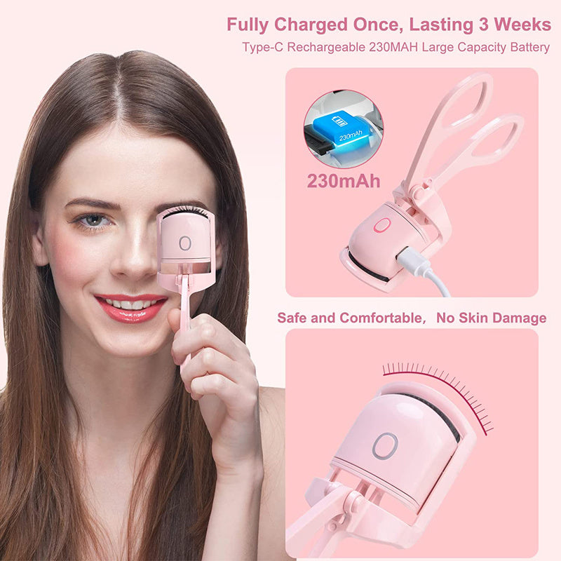 Portable electric heated eyelash curler - rechargeable and handheld tool for long-lasting, thermal eyelash curls. Ideal for achieving perfectly curled lashes.