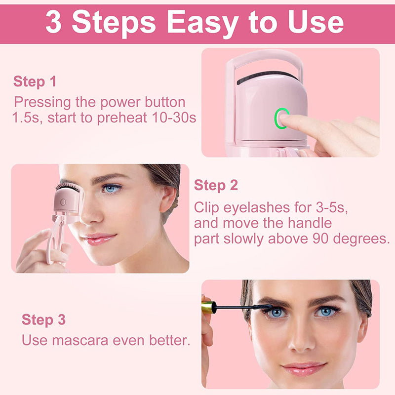 Portable electric heated eyelash curler - rechargeable and handheld tool for long-lasting, thermal eyelash curls. Ideal for achieving perfectly curled lashes.