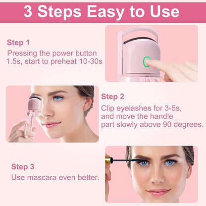 Portable electric heated eyelash curler - rechargeable and handheld tool for long-lasting, thermal eyelash curls. Ideal for achieving perfectly curled lashes.