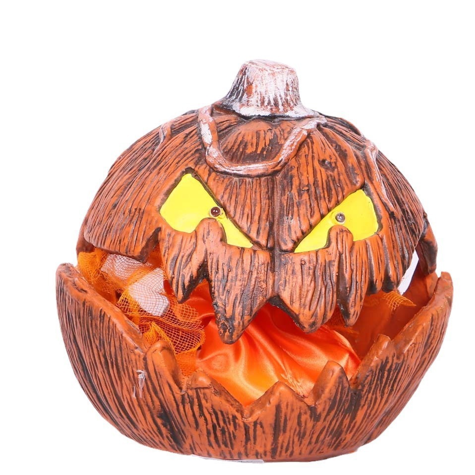 Sound-Activated Horror Pumpkin Garden Decoration for Outdoor Halloween Yard Decor