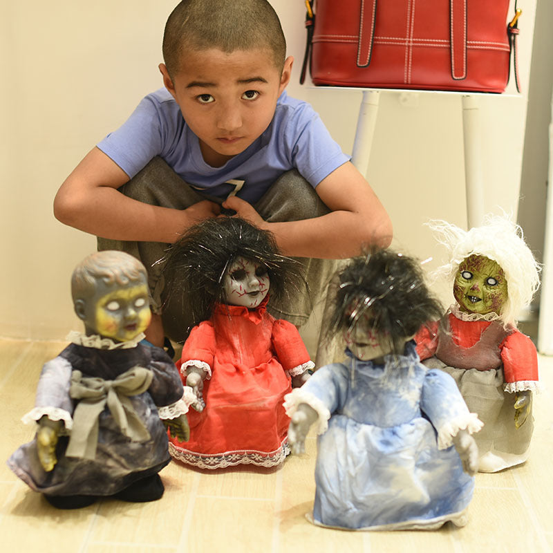 Walking Doll Halloween Decoration Toy with a spooky and horrifying design, ideal for creating a chilling atmosphere.