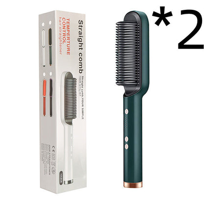 2-in-1 hair straightener and curling comb with negative ion technology. Dual-purpose electric hair brush for smooth, shiny hair and versatile styling."