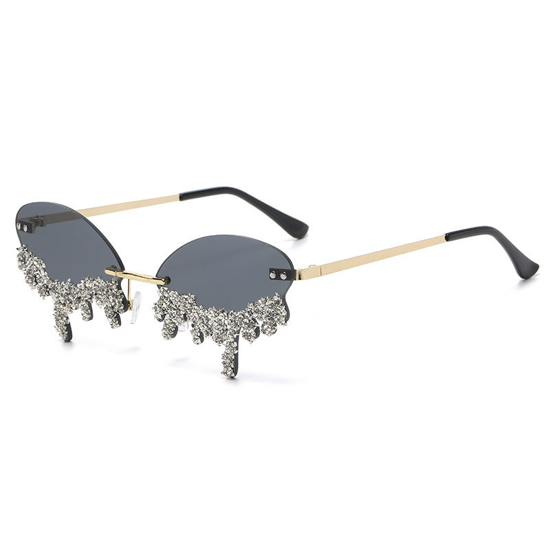 Cross-border New Arrival Frame Tears Diamond Studded By Hand Sunglasses touchydesign