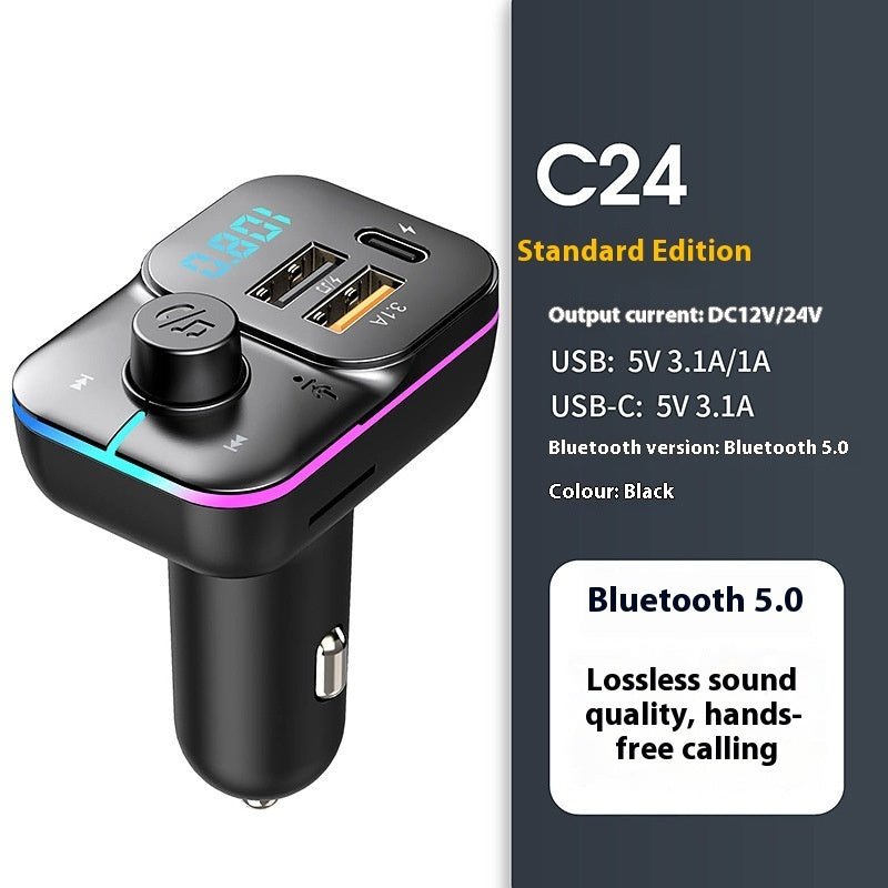 Car Bluetooth MP3 Player Charger - Wireless FM Transmitter with USB Charging Ports