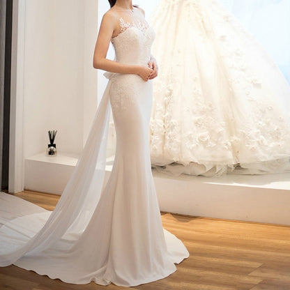 Mid-Waist See-Through Light Wedding Dress with a dreamy, fairy-tale design, offering a light and enchanting bridal look.