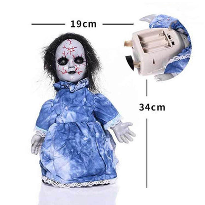 Walking Doll Halloween Decoration Toy with a spooky and horrifying design, ideal for creating a chilling atmosphere.