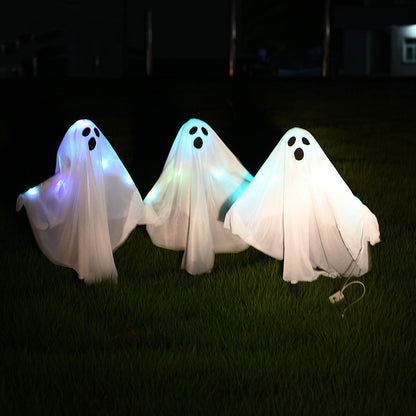 "Halloween Skull Ghost Ornament – Horror Glowing Ghost Stake for Outdoor, Home, Bar, and Haunted House Decoration."