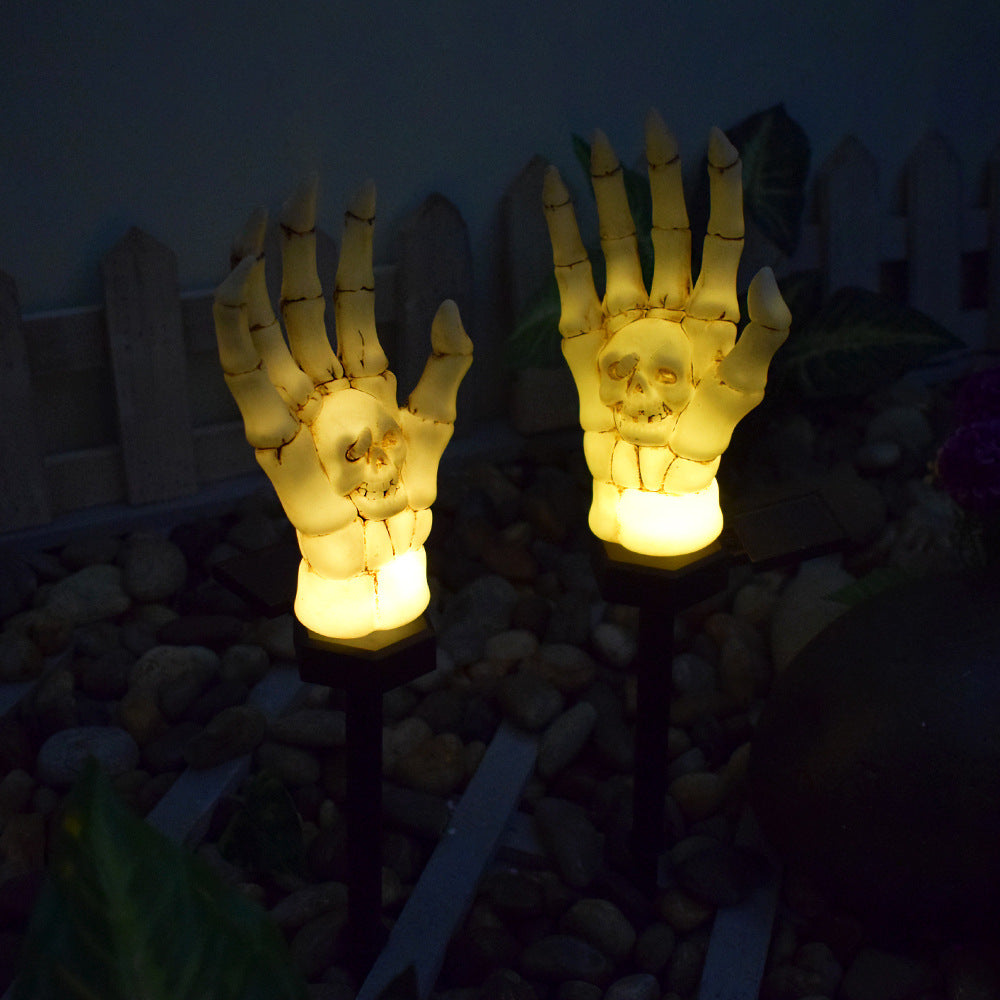 Halloween Waterproof Ghost Hand Light - Solar-Powered Outdoor Decoration for Courtyard or Garden, Spooky Halloween Decor for Nighttime Display.