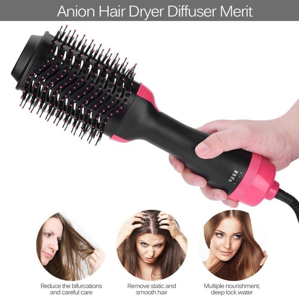 One-step electric hair dryer comb - multifunctional brush for straightening and curling. All-in-one hair styling tool for efficient drying and styling.