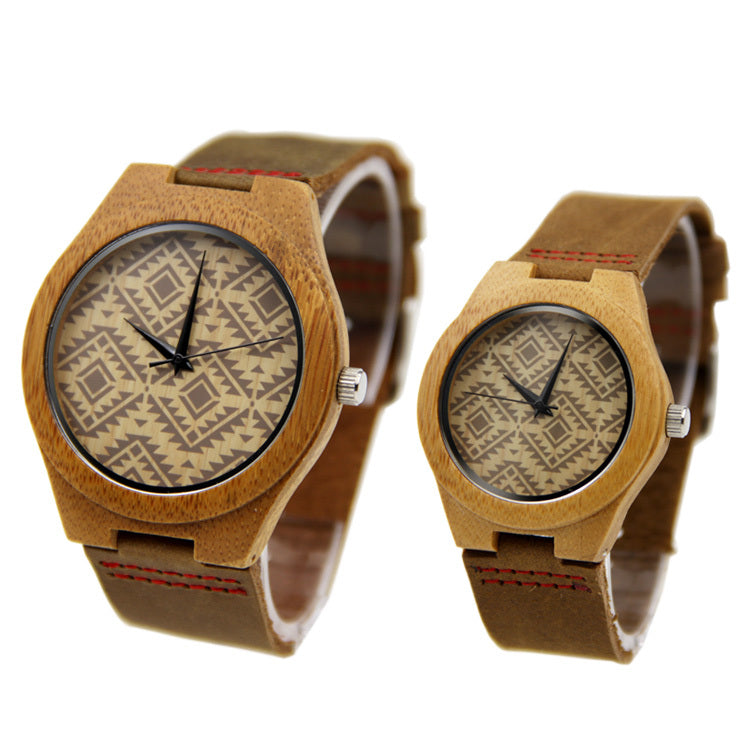 Casual Business Bamboo Leather Strap Watch touchydesign