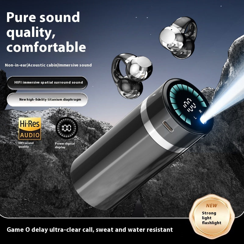 Clip Ear Sports Noise-canceling Flashlight Bluetooth Headset