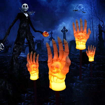 Halloween Waterproof Ghost Hand Light - Solar-Powered Outdoor Decoration for Courtyard or Garden, Spooky Halloween Decor for Nighttime Display.