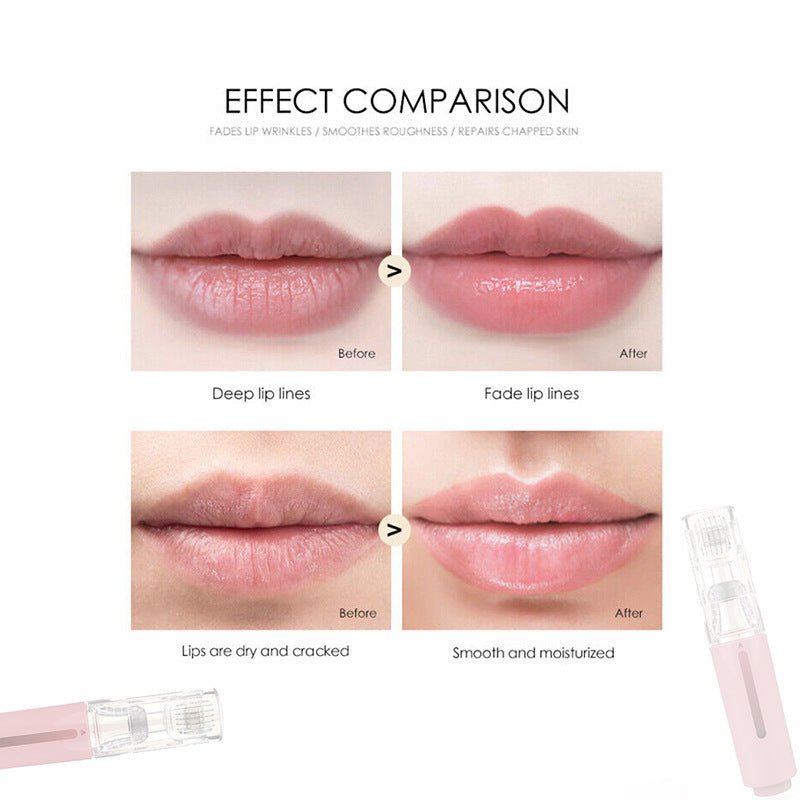 Portable manual lip care roller for enhancing lip smoothness and hydration. Compact beauty tool for at-home lip treatment, exfoliation, and plumping."