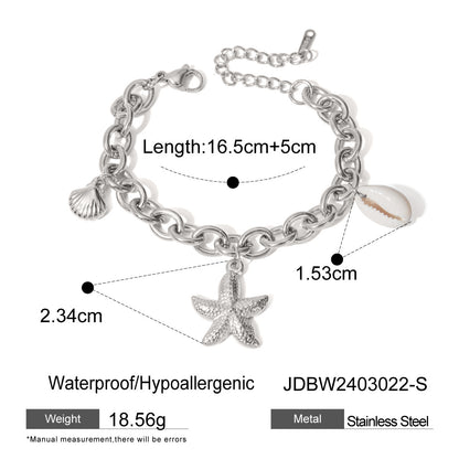 Beautiful Stainless Steel Starfish Shell Conch Bracelet For Women Fashion Beach Bracelets Birthday Jewelry Gifts touchydesign