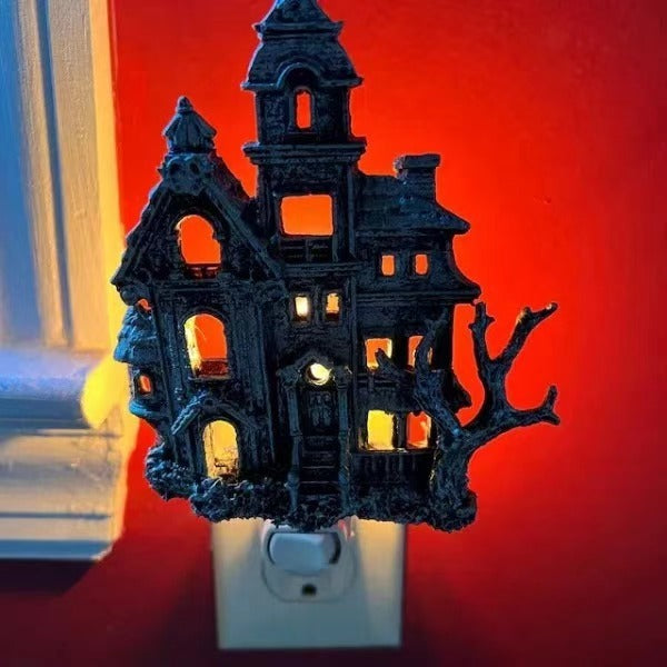 "Funny Haunted Mansion Nightlight - Quirky Haunted House Night Light for Halloween Decor"