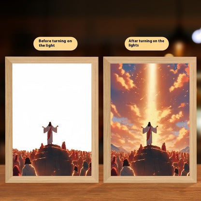 Jesus LED Light Painting Photo Frame | Night Light Room Decor | Moon Lamp Christmas Gifts