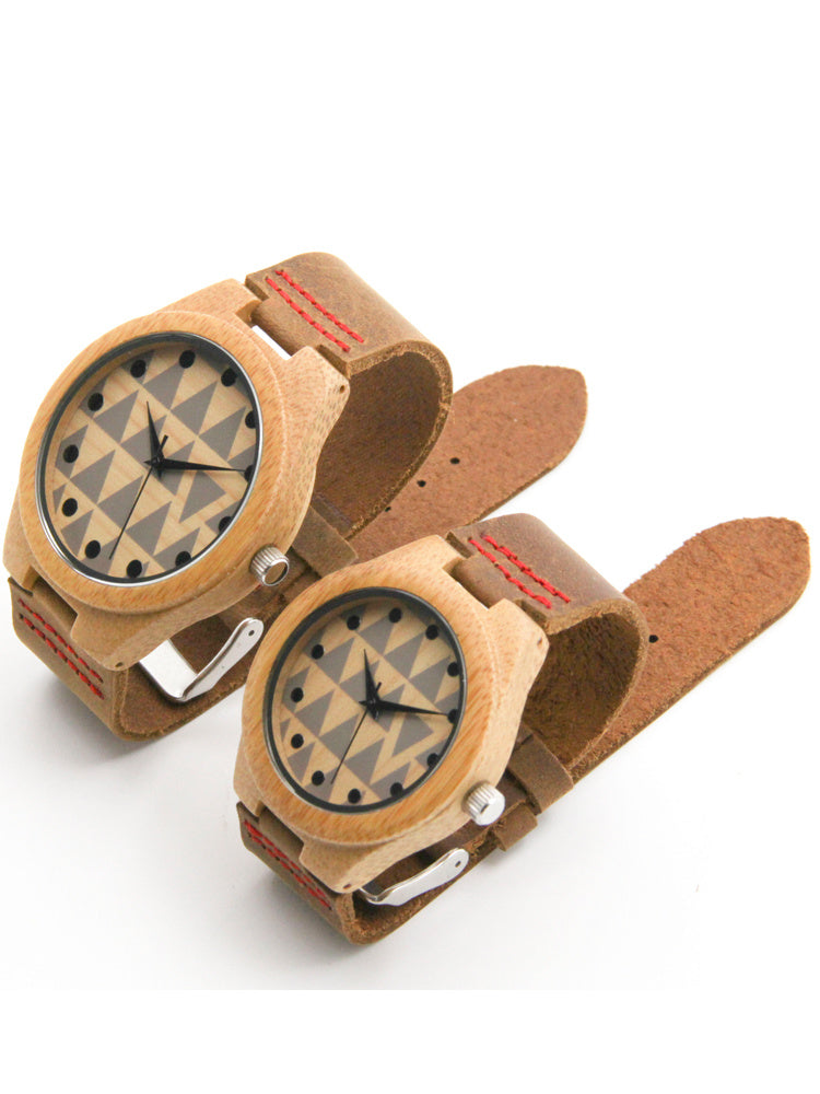 Casual Business Bamboo Leather Strap Watch touchydesign