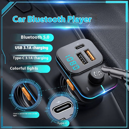 Car Bluetooth MP3 Player Charger - Wireless FM Transmitter with USB Charging Ports