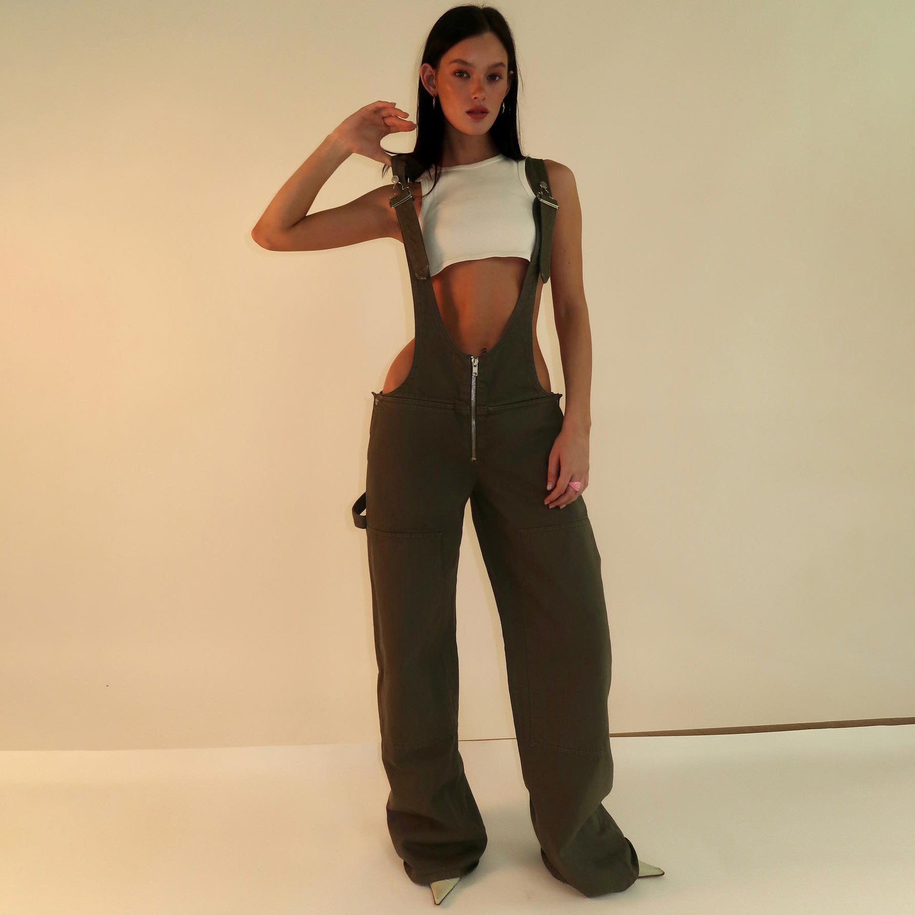 Y2K Denim Overalls for Women - Fashion Loose Jumpsuit with Pockets | Streetwear Zipper Jeans Pants"