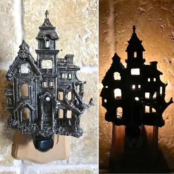 "Funny Haunted Mansion Nightlight - Quirky Haunted House Night Light for Halloween Decor"