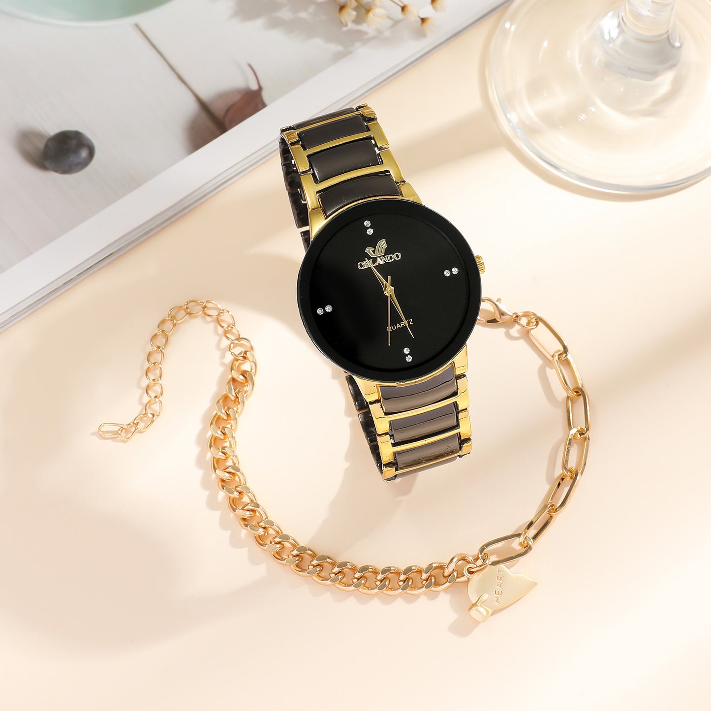 New Fashion Simple All-match Couple Watch Heart Bracelet Suit touchydesign