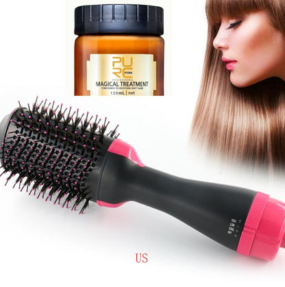 One-step electric hair dryer comb - multifunctional brush for straightening and curling. All-in-one hair styling tool for efficient drying and styling.