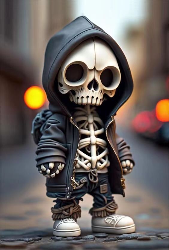 "Halloween cool skeleton figurines, resin skeleton dolls for home decor, spooky Halloween ornaments, detailed skeleton decorations, eerie Halloween collectibles."