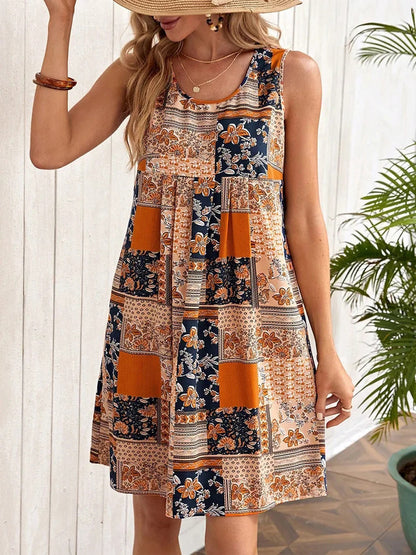 European And American Sleeveless Printed Dress touchydesign