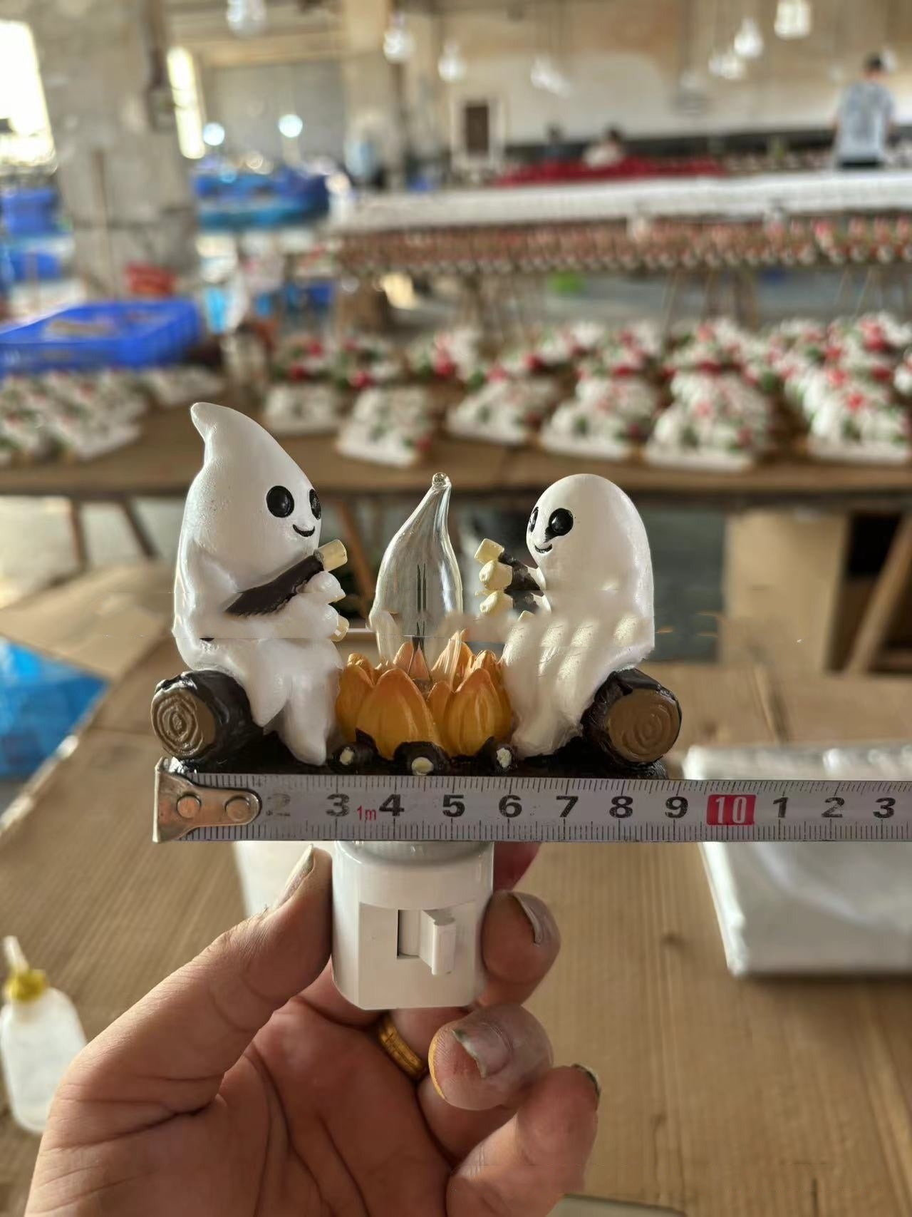 2024 Halloween Ghost Campfire Flickering Nightlight - Two Ghosts Roasting Marshmallows - Spooky Plug-in Wall Night Light for Halloween Decor"