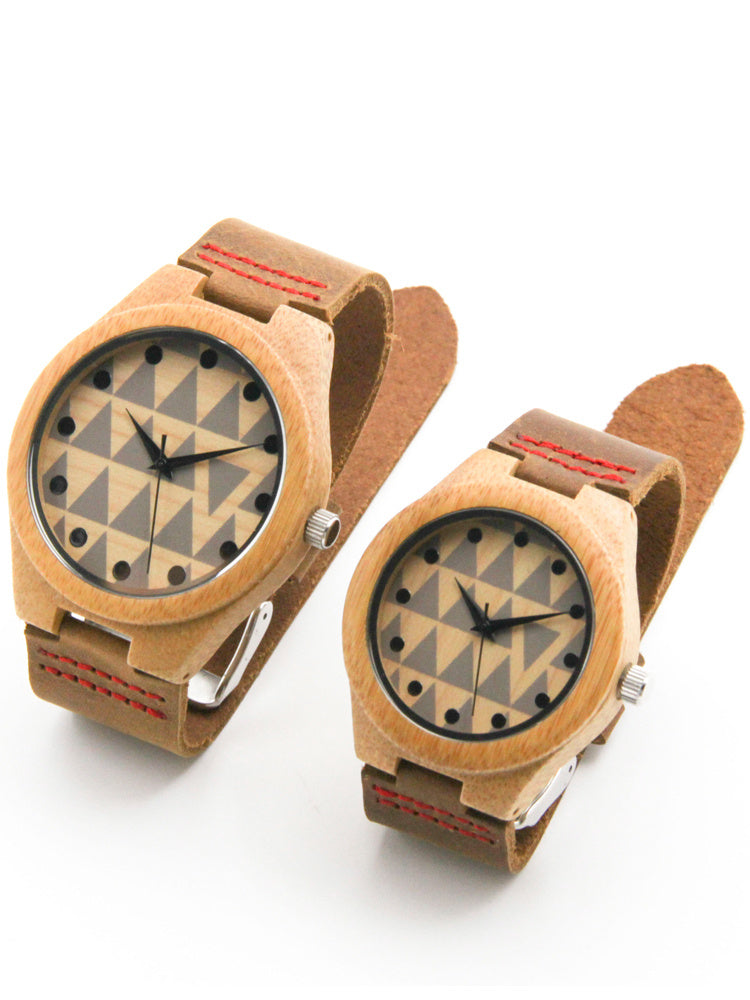 Casual Business Bamboo Leather Strap Watch touchydesign